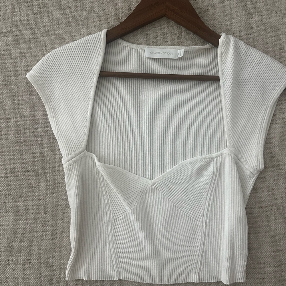 White Ribbed Women's Top